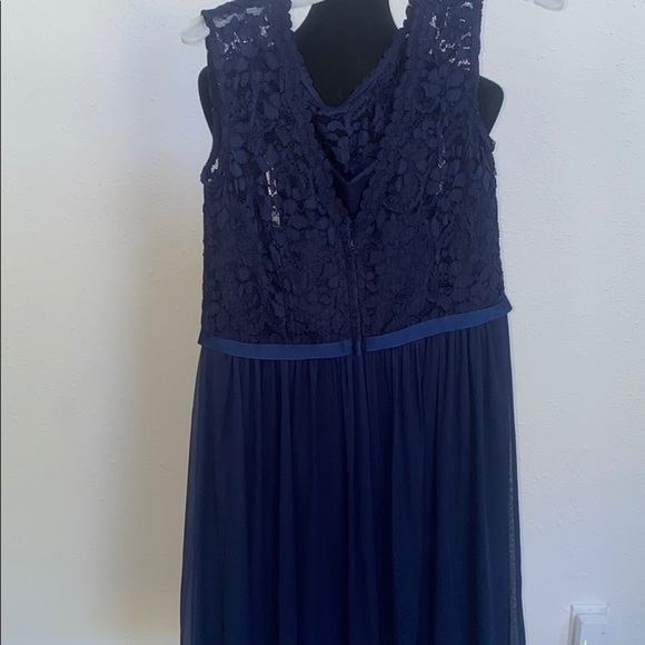 Navy Cap Sleeve David’s Bridal Bridesmaids Dress - Picture 11 of 16